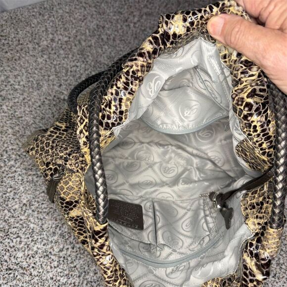 Brighton Femme Fatal Nolita Python Snake Print Hobo Bag Tassel Accent - Picture 2 of 10